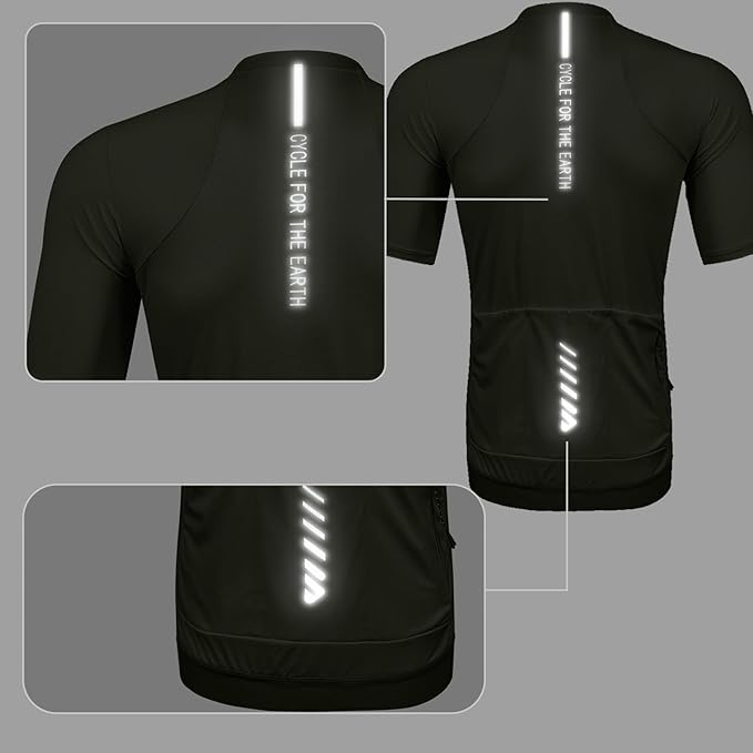 Wulibike Cycling Jersey Men Short Sleeve, Road Bike Shirts 1/4 Zipper with Pockets, Bicycle Clothing Breathable Quick Dry