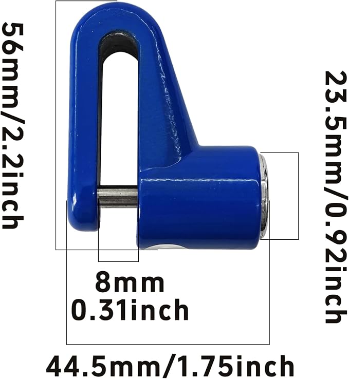 Heavy Duty Motorcycle Bike Disc Brake Lock, Anti-Theft Waterproof Wheel Lock Safety Disc Lock Padlock for Scooters and Mountain Road Cycling with Two Keys(Blue)