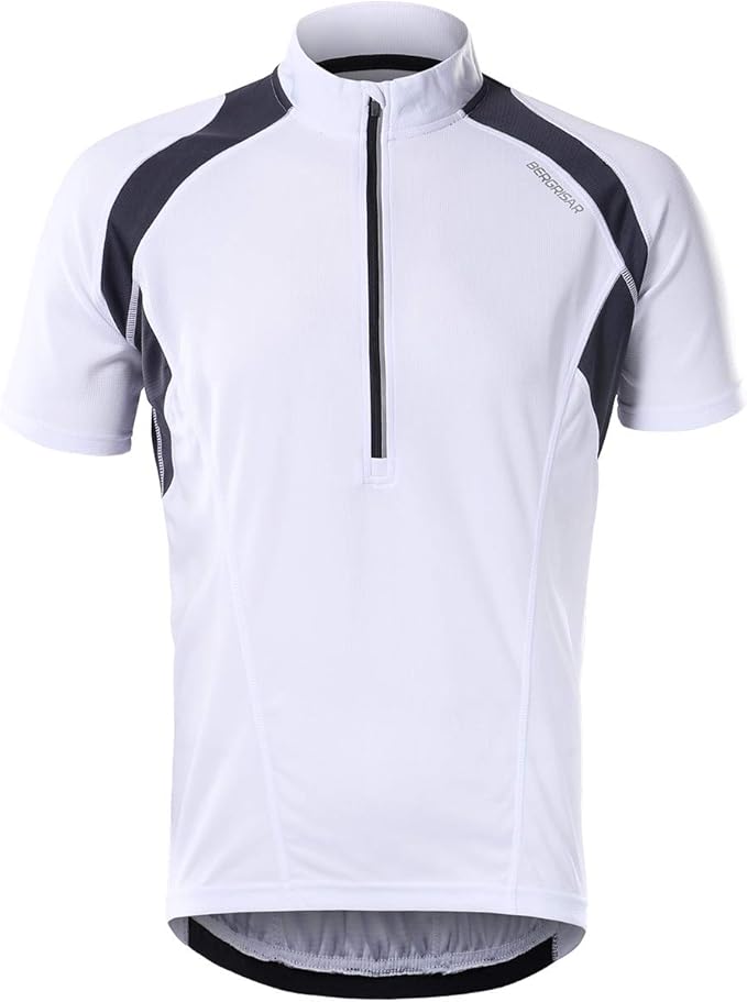 BERGRISAR Men's Half Zipper Cycling Jersey Short Sleeves Bike Bicycle Shirts with Zipper Pocket Quick-Dry Breathable BG060