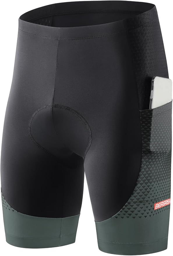 BERGRISAR Men's Cycling Shorts 4D Padded Bike Shorts Biking Bicycle Shorts with Pockets