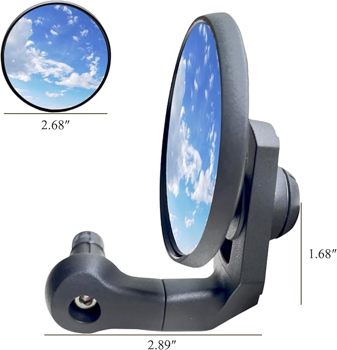 Generic Bike Handlebar-End Rear View Mirror, 2K HD Anti-Glare capability up to 50%, Shatterproof, Nylon Fiber Frame, Adjustable, 15-22mm Handlebar Fit (Silver, EV001S)