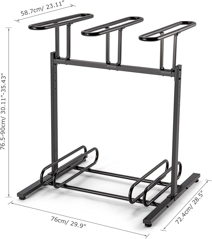 CXWXC 3/5 Bikes Stand Rack - Bike Storage Parking Racks Indoor/Outdoor - Bicycle Stand Garage for Parking Mountain Road Hybrid Bike, Fits Wheels up to 2.4" (3 Adult + 2 Kids Bikes)