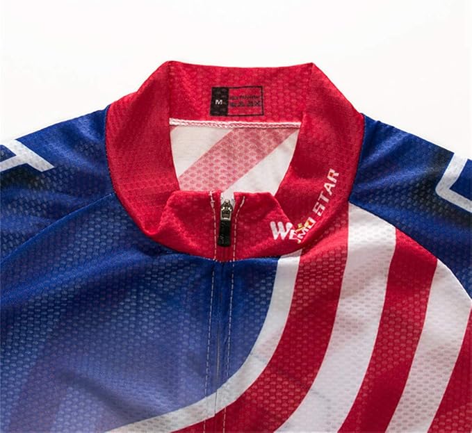 JPOJPO USA Cycling Jersey Men Short Sleeve Bike Shirts Biking Jersey Summer American Bicycle Tops with 3 Pockets Reflective