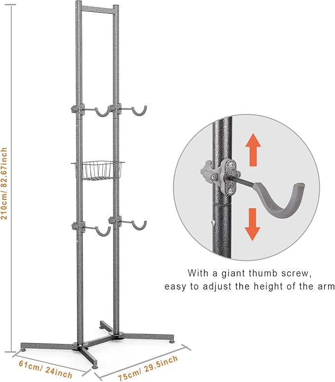 CXWXC 2-/4-Bike Storage Rack with Basket - Indoor Bike Rack for Garage/Apartment - Road Mountain and Hybrid Bike Garage & Home