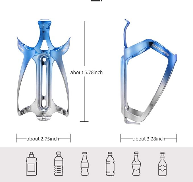 ROCKBROS Durable Aluminum Water Bottle Holder Bike Bottle Holder with Electroplating & Integrated Molding - Lightweight for Bicycle MTB, Road/Mountain Bikes