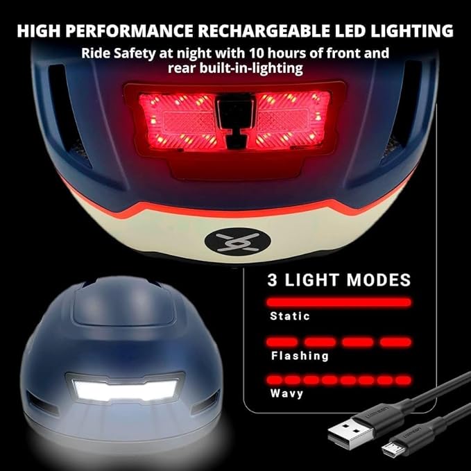 XNITO Bike Helmet with LED Lights - Urban Bicycle Helmet for Adults, Men & Women - CPSC & NTA-8776 Dual Certified - Class 3 E-Bikes, Scooters, Onewheel, Commuter, Mountain