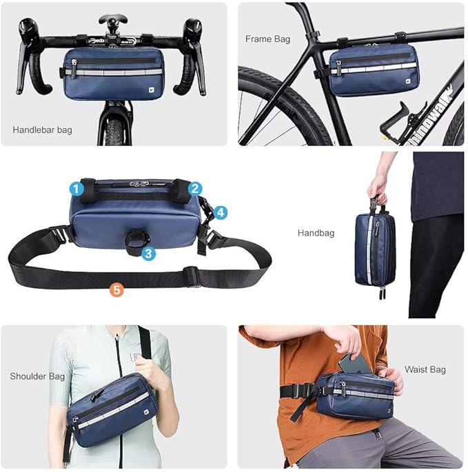 Rhinowalk Multifunction Bike Handlebar Bag Front Bag 3L Bicycle Frame Bag Waterproof Shoulder Bag Handbag Waist Bag