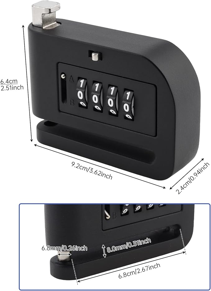 Windance Portable Aluminum Alloy Passcode Rotor Lock 4 Digit Coded Security Anti Theft Disc Brake Lock for Motorcycle Scooter Dirt Pit Bike E-Bike Bicycle
