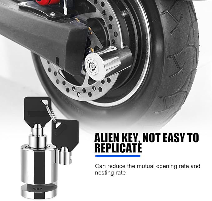 Motorcycle Disc Brake Lock, Anti Theft Alloy Steel Motorbike Security Wheel Disk Lock with Two Keys, Motorcycle Tire Padlock, Universal for Scooters Motocross Dirt Bike (Small Cylinder)