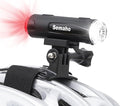 2in 1 Rechargeable Helmet Light with Bracket Mount Night Bike Light Riding Safety 5 Warning Light Modes IP66 Waterproof Bicycle Light, 360° Rotatable Front Rear Lights, Mountain Bike Headlight