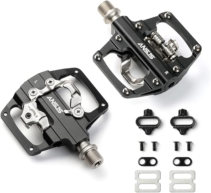 MTB Mountain Bike Pedals Dual Function/Sided Platform Compatible with SPD Clipless Pedal 3 Sealed Bearings Lightweight Aluminum 9/16″ Bicycle Pedals with Cleats for Road（M213）