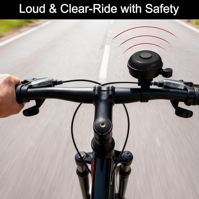 Classic Bike Bell for Adults, Aluminum Bicycle Bell, Loud Crisp Clear Sound Bicycle Horn Bike Accessories for Adult Bikes, Easy Installation, Use for Mountain Road and Commuter Safety