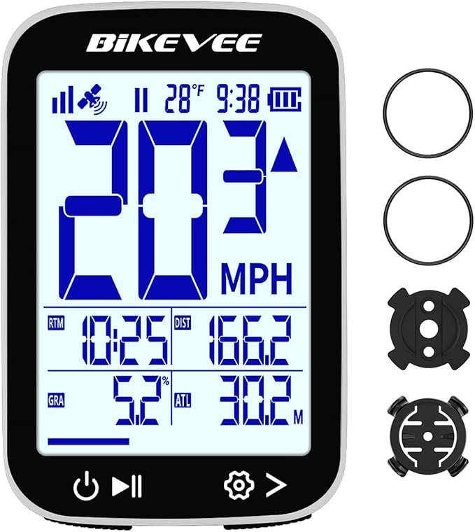 Bike Speedometer GPS Wireless Cycling Computer – Auto Start/Stop, Auto Backlight, Waterproof Bicycle Odometer MPH KM/H, 2.4" LCD Display