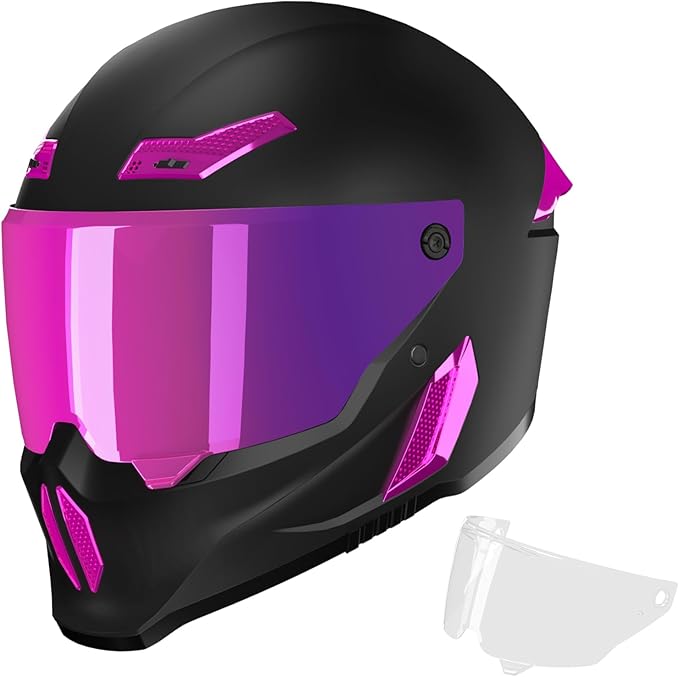 Motorcycle Helmets for Adult Men Women,Full Face Motorcycle Helmet,MG666 DOT Approved Motorbike Racing Street Bike Helmets with Two Visors