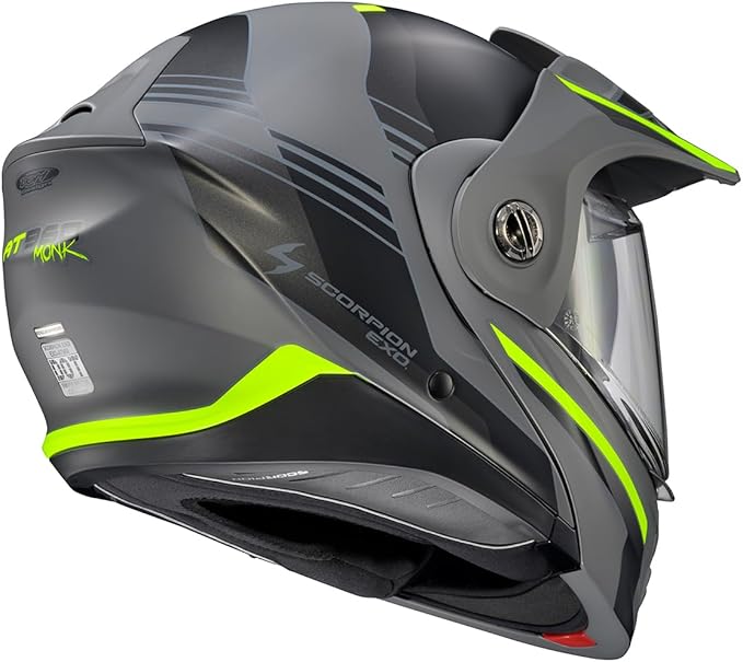 ScorpionEXO AT960 Modular Adventure Street Motorcycle Helmet with Bluetooth Ready Speaker Pockets DOT ECE Approved Monk (Grey/Hi-Viz - Small)