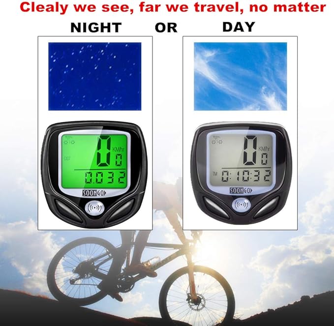 Bike Speedometer, Bicycle odometers,Bicycle Speedometer Wireless Cycle Bike Computer Waterproof Bike Odometer with LCD Display Speedometer Accurate Speed Tracking & Multi-Function