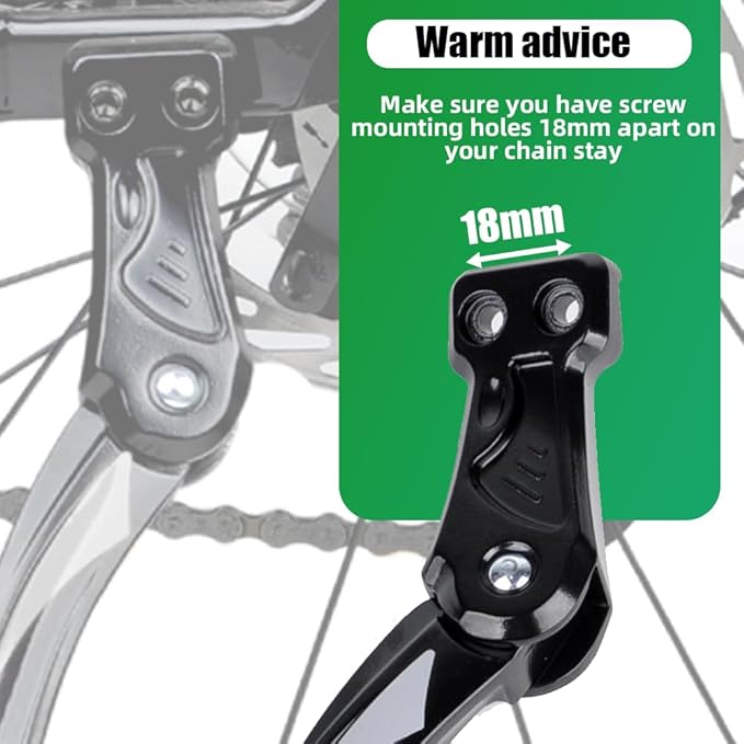 RBRL Bike Kickstand 18mm Hole Spacing, Bike Stand Aluminium Alloy Adjustable Bicycle Kickstand, Rear Side Bicycle Kick Stand for 24''-29'' Mountain Bike/Road Bike/BMX/MTB