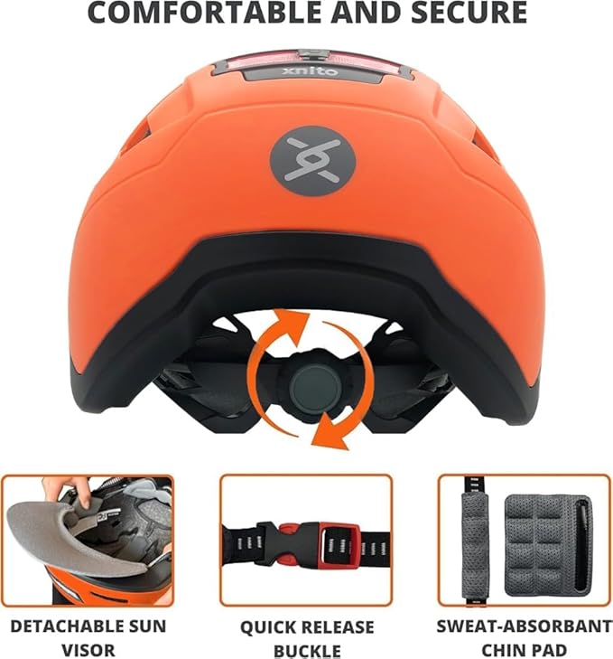 XNITO Bike Helmet with LED Lights - Urban Bicycle Helmet for Adults, Men & Women - CPSC & NTA-8776 Dual Certified - Class 3 E-Bikes, Scooters, Onewheel, Commuter, Mountain