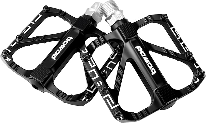 Mountain Bike Pedals, MTB Pedals Aluminum Alloy Composite Pedal Platform, Non-Slip Bicycle Pedals w 12pins, fit for 9/16" Adult BMX, City, Road Bike