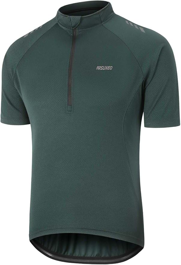 ARSUXEO 1/2 Zipper Cycling Jersey Men Short Sleeves Bike Shirts for Men Biking Bicycle Road Bike Jerseys