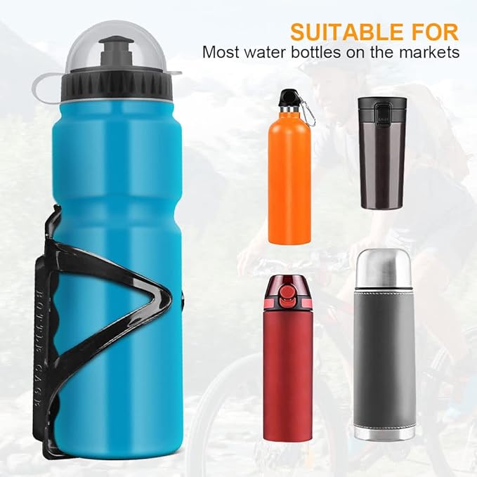 Ainiv Bike Water Bottle Cage with BPA-Free 800ml/28oz Bike Bottle, Black Gloss Strong Bike Water Bottle Holder, Bicycle Cup Holder, Cycling Bottle Holder for Road Bike and Mountain Bike, Blue