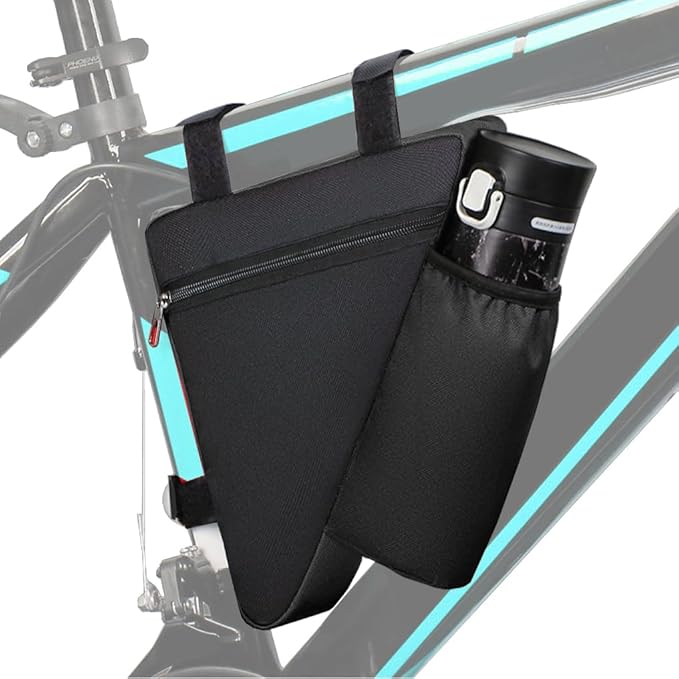 Bike Triangle Bike Bag - Black - Bicycle Accessories for Adult Bikes，Water Bottle Pocket， Waterproof