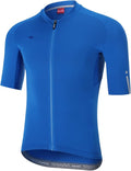 Santic Men's Cycling Jersey Short Sleeve Tops Pro Road Bike Shirt Full Zipper UPF 50+ MTB Jersey with Pockets