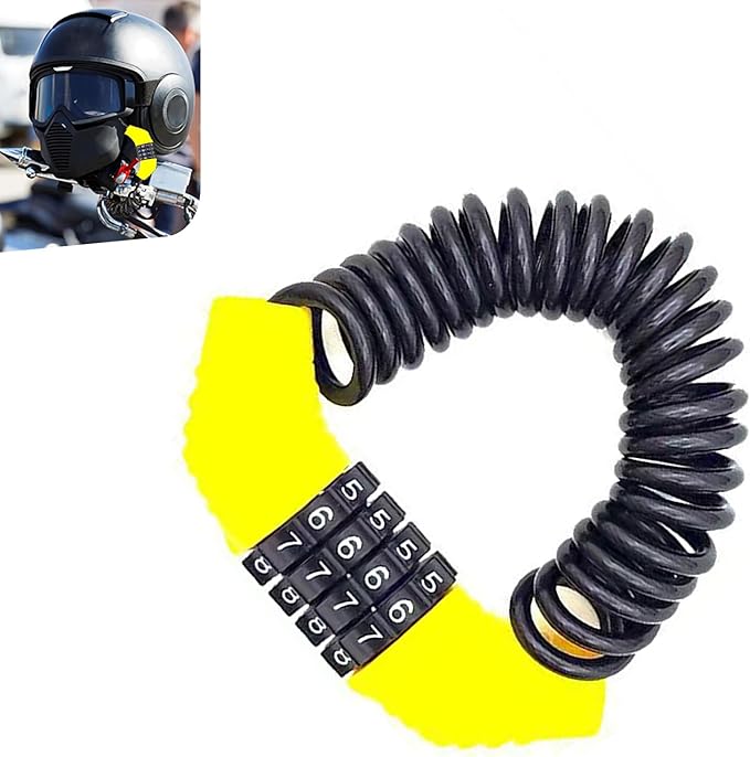 1 PC Motorcycle Helmet Locks, 5Ft Anti-Theft Portable Bicycle Lock, Multifunctional Bicycle Wheel Security Password Lock Chain, Universal for Bicycle, Baby Stroller, Luggage Stroller (Yellow)