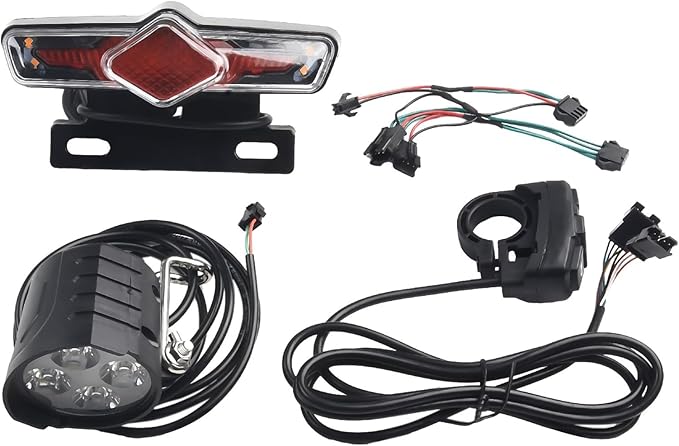 1 Set Ebike Headlight And Tail Light Sets, Electric Bike Front Lighst Rear Lights DK336 Switch Cable Kit, 12V-72V LED Light Set Headlight-Taillight Lights DK336 E-Bike-Light Sets LCD Display