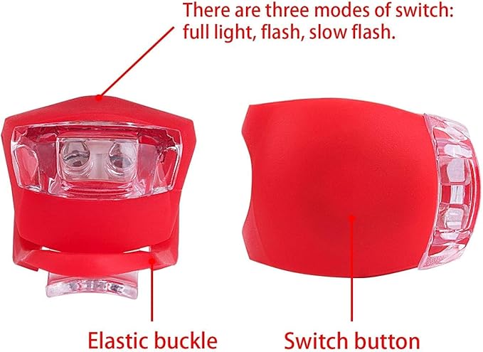8 Pack Bicycle Light, Silicone LED Bike Light Set, 4 PCS Bike Headlight and 4 Pcs Taillight (Red & White)-Multi-Purpose Waterproof