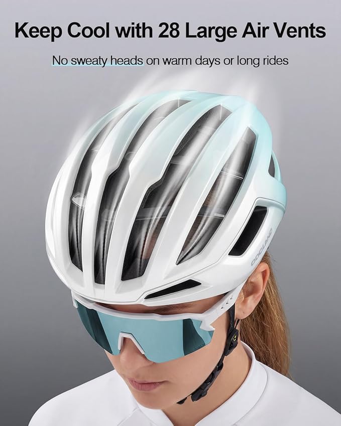 Odoland Adult Bike Helmet - Super Ventilation & Impact-Resistant Frame, Adjustable Dial System Lightweight Bicycle Helmet for Mountain, Commuting, Road Cycling