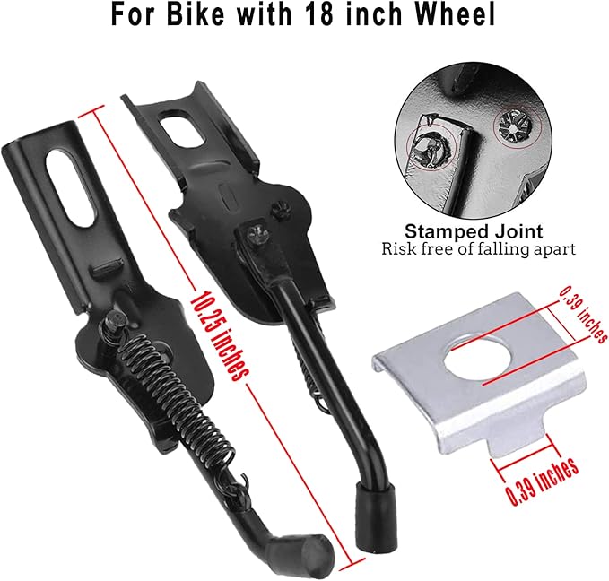 SEISSO Bike Kickstand for Kids Bike, Universal Rear Side Bicycle Kick Stand, Premium Steel with Pad, Replacement Child Kickstand