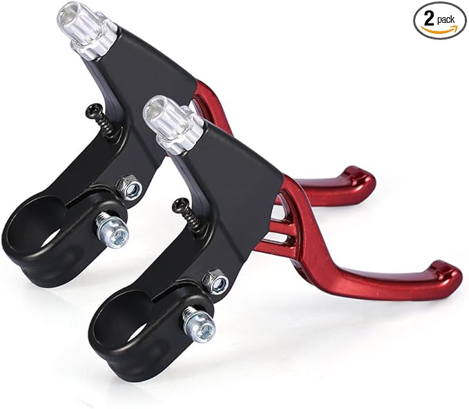 DISIWENE 1 Pair Bicycle Brake Lever, V-Brake Handlebar Aluminium Alloy Bike Brake Handle Universal 2.2cm for Most Bicycle, Road Bike, Mountain Bike (Red)
