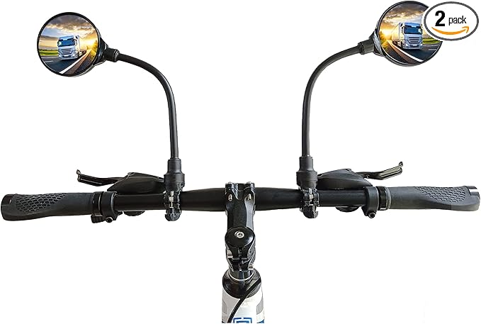 Bike Mirror 2 Pack, Adjustable Bike Mirrors Handlebar Rearview Mirror, Acrylic Convex Round Bike Rear View Mirrors for Handlebars Mount, Bicycle Mirror For E-bike Scooter