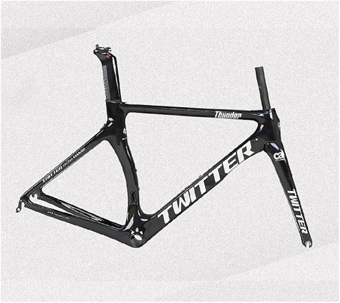 Carbon Fiber Road Bike Frameset 46/48/50/52/54cm Wind Breaking Racing Frame Internal Routing C Brake Frame Set QR 100mm/130mm (Color : Black Silver, Size : 54cm)