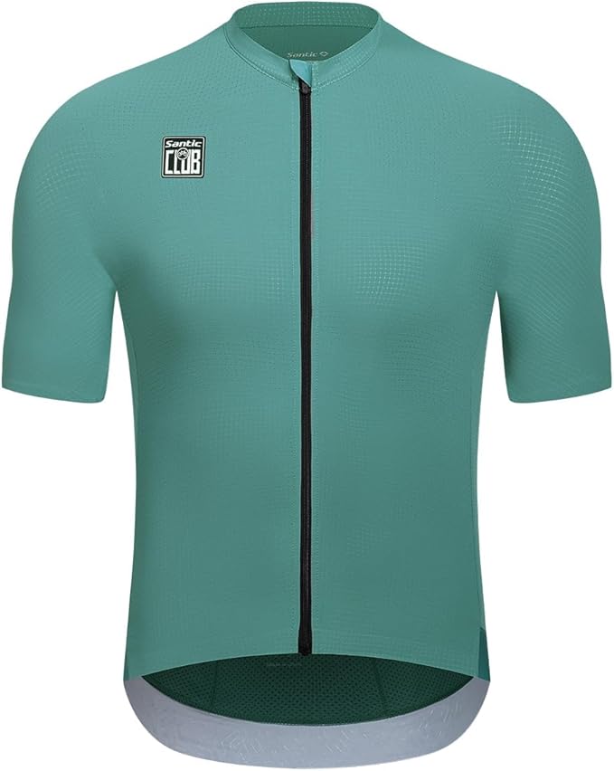 Santic Men's Cycling Jersey Short Sleeve Tops Pro Road Bike Shirt Full Zipper UPF 50+ Bicycle Jersey with Pockets