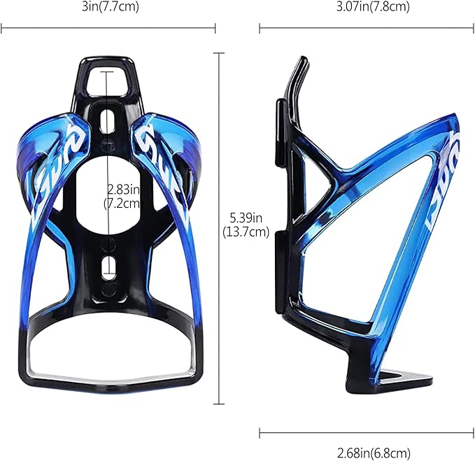 Bike Water Bottle Cage, Universal Bike Water Drink Holder Durable Ultralight Plastic Water Bottle Holder for Bicycle, Cycling Bottle Cage for MTB, Road Bike, Mountain Bike, 2 Pack - Black Blue