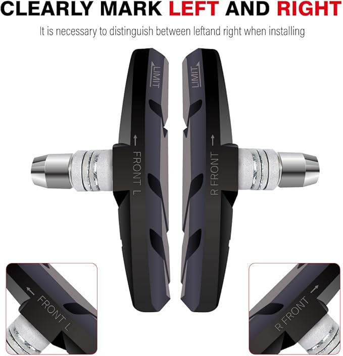 CNC 2 Pairs Bicycle V-Brake Pads, Bike 70mm V Brake Blocks Set, Cantilever Brake Pads Shoes for Mountain/Road/Kids/MTB/Children's/Cycle Bike Rim.