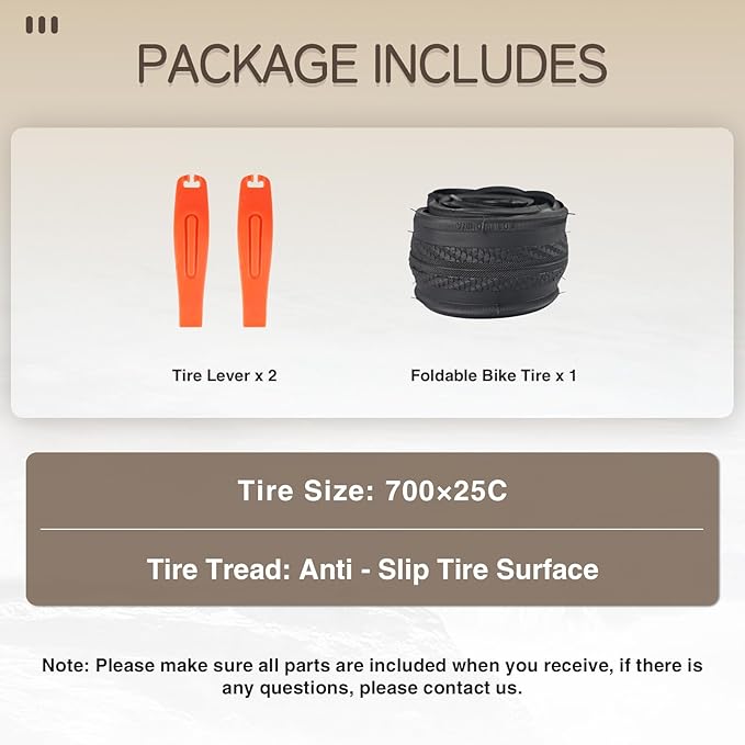 MEGHNA Bike Tire 700C Road Bike Foldable 700 x 25/28C Tire for Road Racing Anti Slip 25/28-622mm Replacement Tire for Fixed Gear Hybrid Bike Commuter Bike