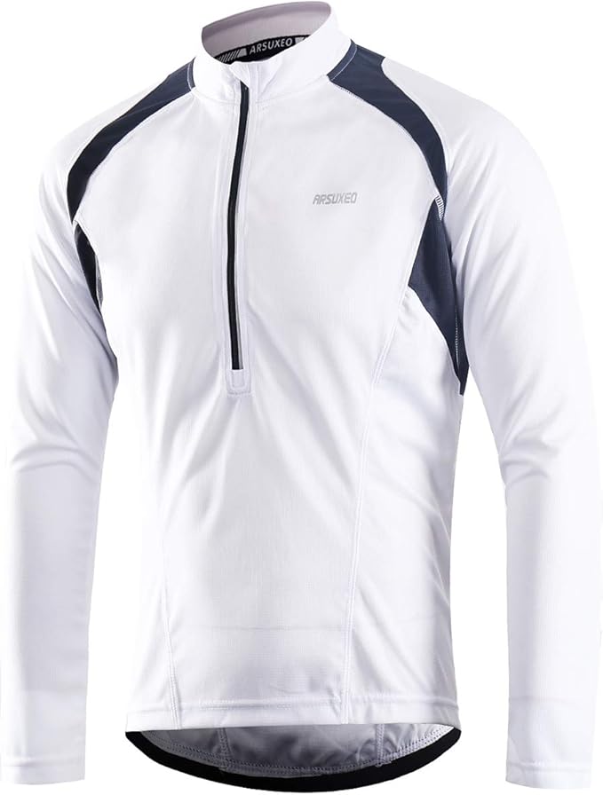 ARSUXEO Men's Half Zipper Cycling Jerseys Long Sleeves Mountain Bike Shirts 6031