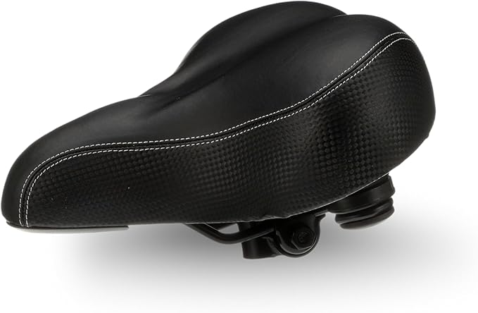 Bikeroo Extra Wide Replacement Saddle - Fits Indoor & Outdoor Bicycles - Steel Spring & Elastomer Suspension - Center Cutout - Memory Foam
