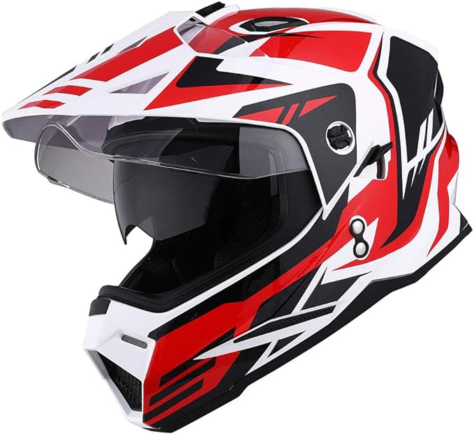 1Storm Dual Sport Motorcycle Motocross Off Road Full Face Helmet Dual Visor: HF802