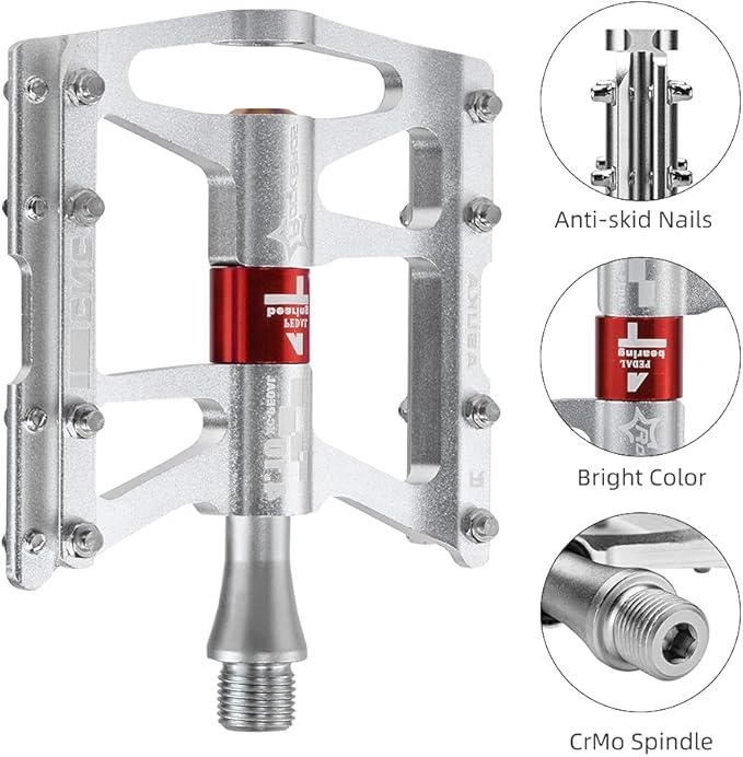 ROCKBROS 4 Bearings Mountain Bike Pedals MTB Padals Platform Flat Bike Pedals Aluminum Alloy 9/16"