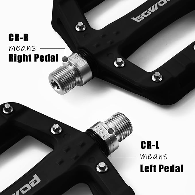 Flat MTB Bicycle Pedals Mountain Bike Colored Pedals, Glass-Fiber Nylon Composite Platform Pedal w 9/16" Sealed Cr-Mo Spindle, BMX Gravel Road Bike Pedals Clipless for Adult Women Youth Bikes