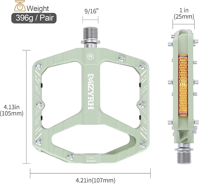 MZYRH Mountain Bike Pedals MTB Pedals,9/16" Non-Slip Lightweight Aluminum Alloy Bicycle Pedals for Road Mountain BMX MTB