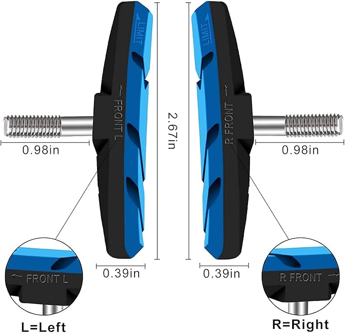 CNC 2 Pairs Bicycle V-Brake Pads, Bike 70mm V Brake Blocks Set, Cantilever Brake Pads Shoes for Mountain/Road/Kids/MTB/Children's/Cycle Bike Rim.