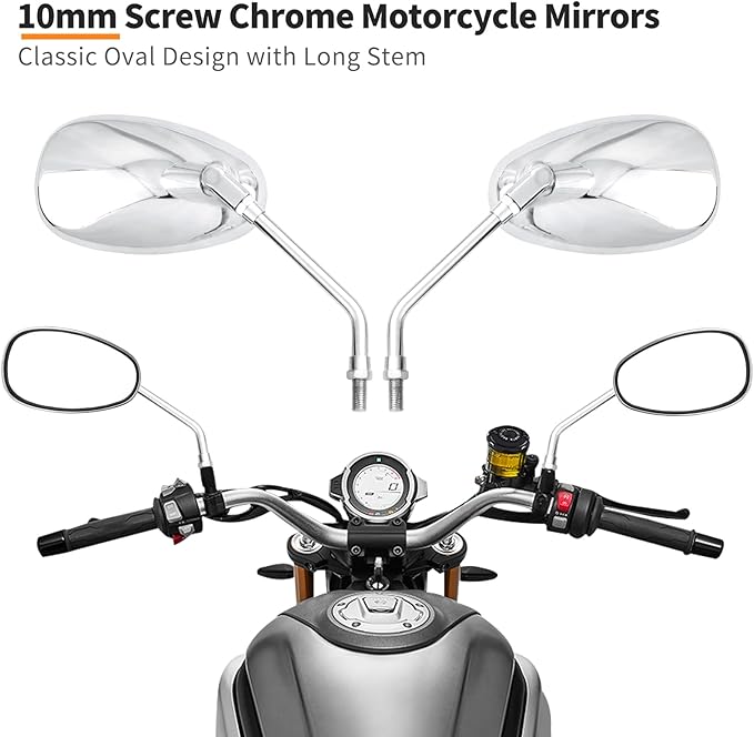 Universal 10mm Chrome Motorcycle Rear View Side Mirrors Handle Bar Bar End Motorcycle Mirrors