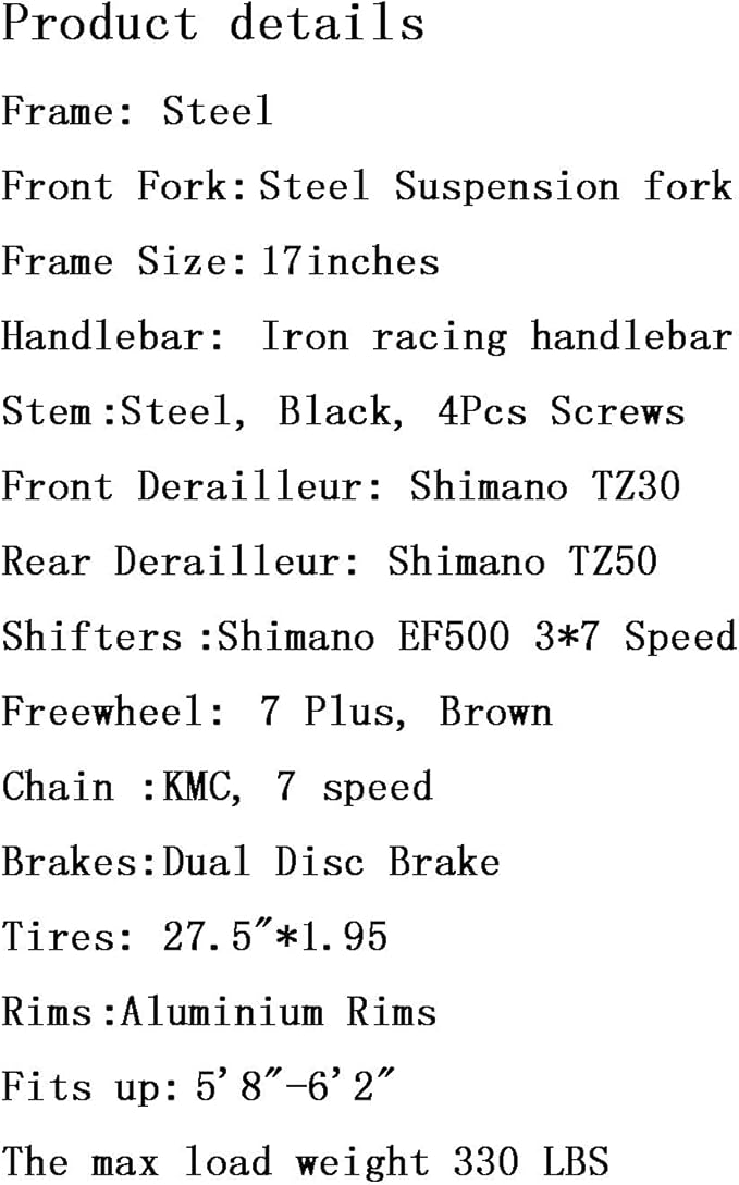 EUROBIKE Mountain Bike,21 Speed with Suspension Fork, 27.5 inch Hardtail Mountain Bike for Youth/Men Womens Bike Disc Brakes Bicycle for Adults…