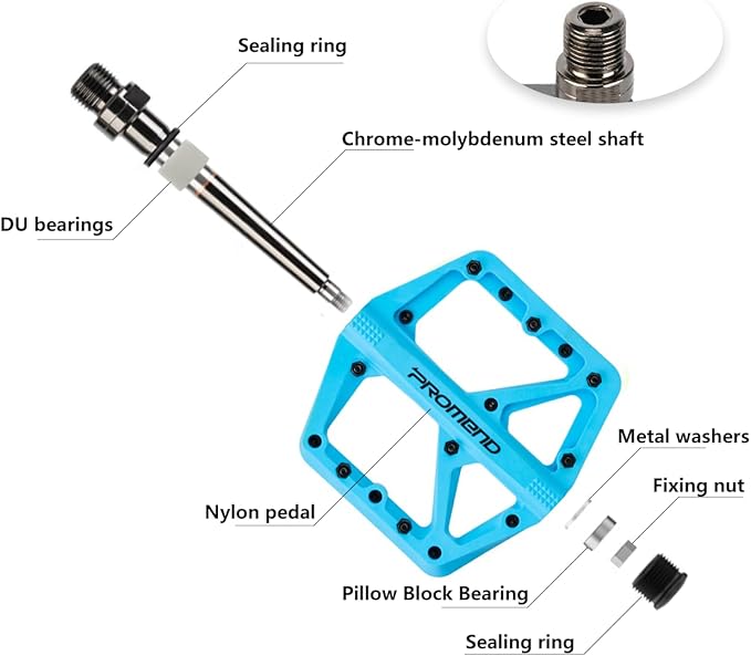 Mountain Bike Pedals - Durable Nylon DU Bearing Platform Pedals for MTB and BMX