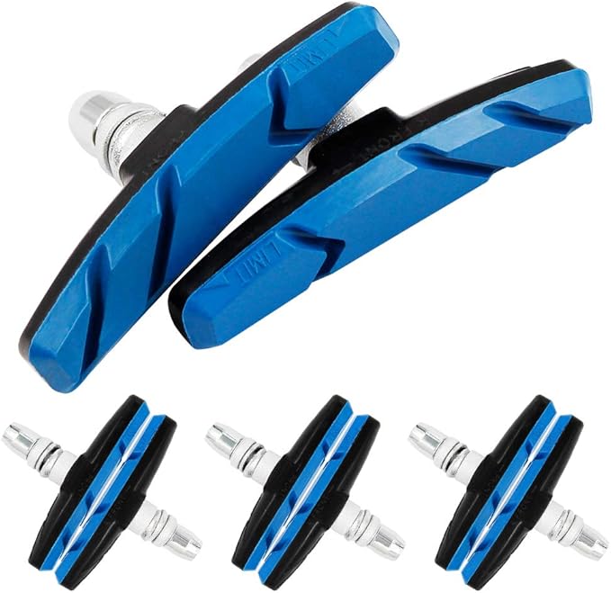 Road Passion Bike Brake Pads Set Replacement for Alritz Road Mountain Bicycle V-Brake Blocks Shoes with Hex Nut and Shims, 69mm, 2 Pairs of Blue